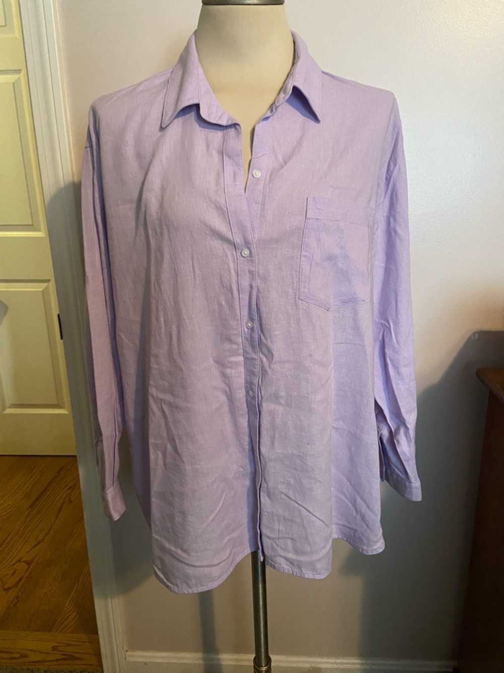 Old Navy Lavender Linen Boyfriend Fit   Long-Sleeve Button-Down Shirt XL